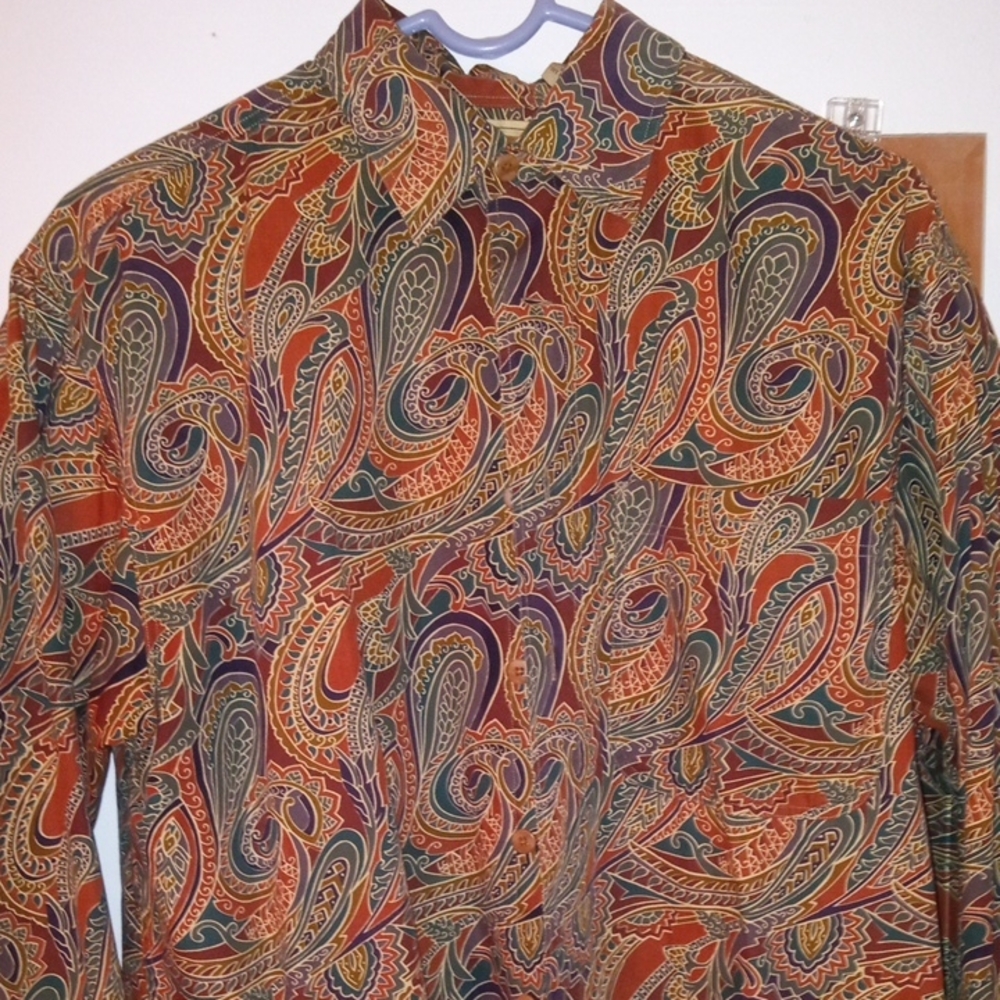 Men's Paisley Button Down Shirt - Multicolor